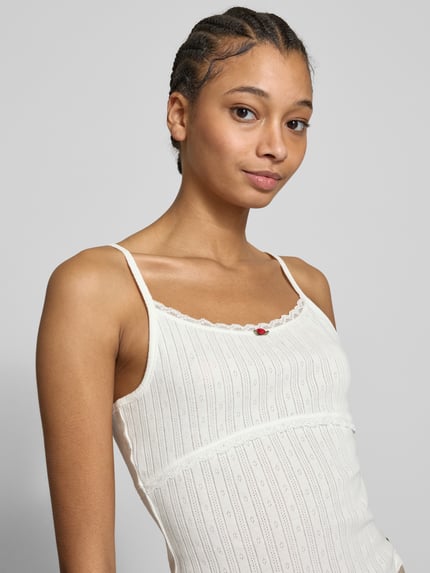 Tommy Jeans Top in gebreide look, model 'POINTELLE' Ecru - 3