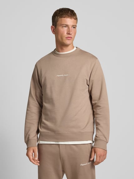JACK & JONES Sweatshirt mit Rundhalsausschnitt und Label-Stitching Beige 4
