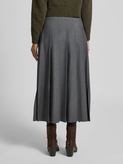 Weekend Max Mara Ausgestellter Wickelrock aus Schurwoll-Mix Modell 'FASTOSO' Mittelgrau Melange 5