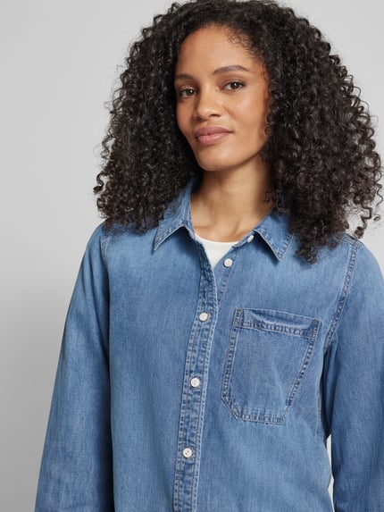 OPUS Jeansbluse mit aufgesetzter Brusttasche Modell 'Fasera ocean' Jeansblau 3