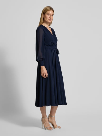 Christian Berg Cocktail Midikleid mit Taillenband Marine Melange 1