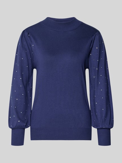 FREE/QUENT Strickpullover mit Ziersteinbesatz Modell 'DOTKA' Blau 2
