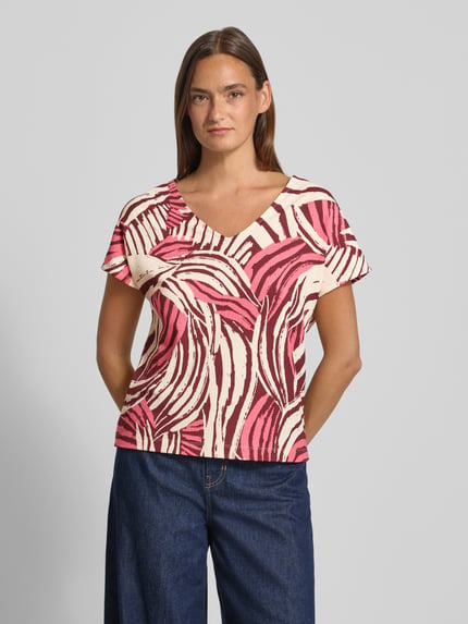 s.Oliver RED LABEL relaxed fit T-shirt met all-over motief Felroze - 4