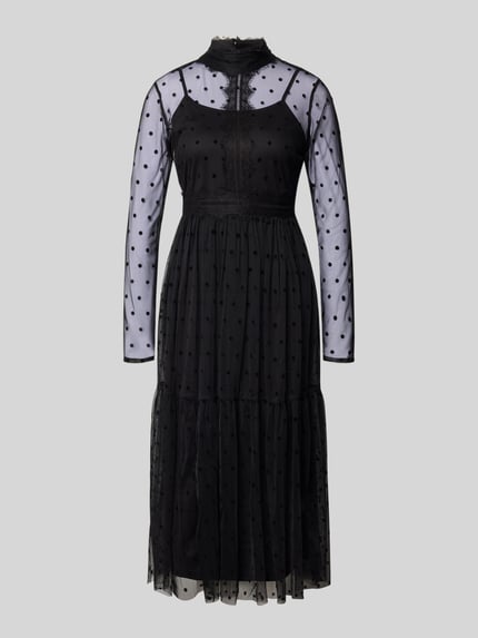 Lace & Beads Sukienka midi ze stójką Czarny 2