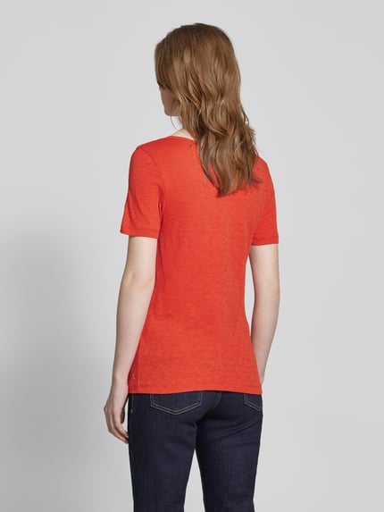 Marc O'Polo Slim Fit T-Shirt aus reiner Baumwolle mit V-Ausschnitt Orange 5