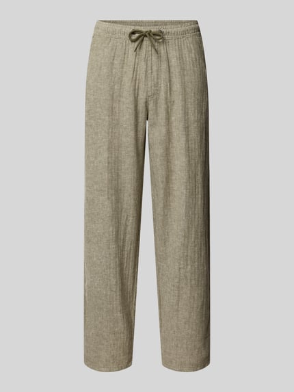 Redefined Rebel Hose aus Leinen-Baumwoll-Mix mit elastischem Bund Hellgruen 2