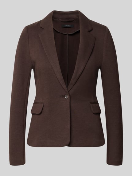 Productfoto, Slim Fit Kurzblazer met katoen model 'JULIA' van VERO MODA, donkerbruin, effen structuur