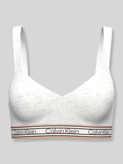 Calvin Klein Underwear Biustonosz typu bralette z mieszanka bawełny z pasek z logo Jasnoszary melanż 2