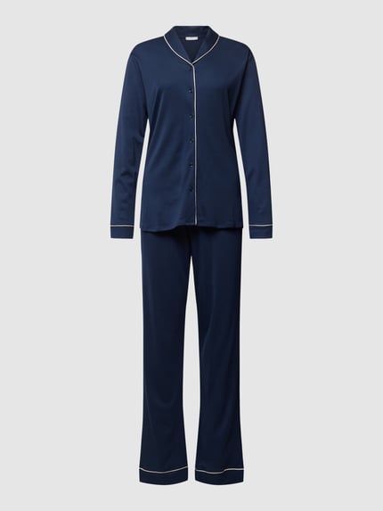HANRO Regular fit pyjama van puur katoen Donkerblauw - 1