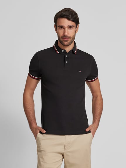 Tommy Hilfiger Slim fit poloshirt met logostitching Zwart - 4