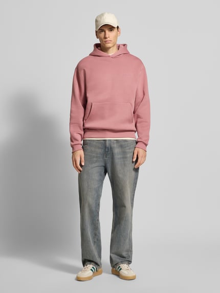 REVIEW Hoodie met labelprint Oudroze - 1