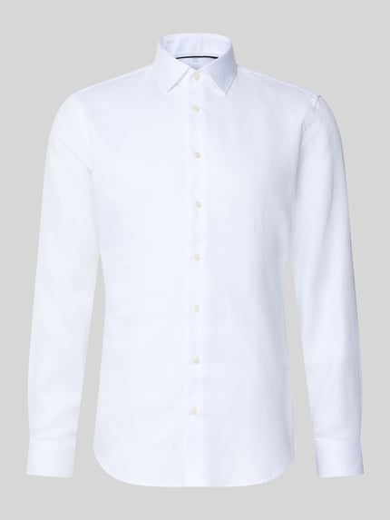Productfoto, Slim Fit Businesshemd aus reiner Baumwolle van Jake*s, effen wit, kentkraag, lange mouw, licht afgeronde zoom, knoopsluiting, pure katoen