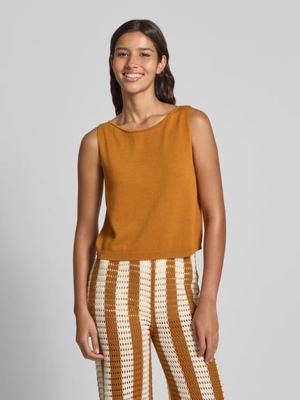INFLUENCER'S CHOICE BY P&C* Top z dzianiny z dekoltem w łódkę Camel 4