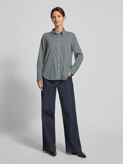 Tom Tailor Regular fit overhemdblouse van katoenmix Petrol - 1