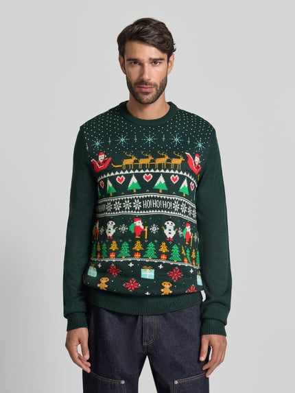 Montego Strickpullover mit gerippten Abschlüssen Dunkelgruen 4