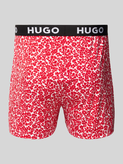 HUGO Relaxed Fit Pyjama-Shorts mit elastischem Label-Bund Rot 3