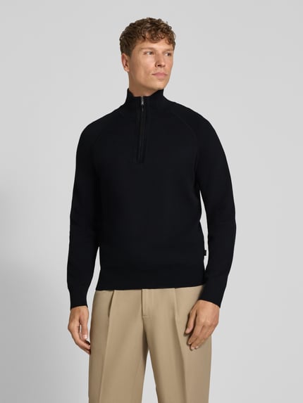 BOSS Pullover mit Troyerkragen Modell 'H-Fabio' Black 4