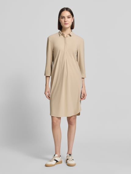 White Label Knielanges Hemdblusenkleid mit 3/4-Arm Taupe 1