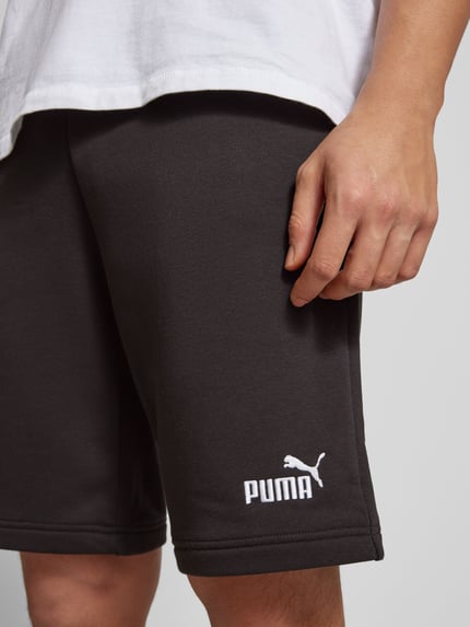 PUMA Performance Regular fit sweatshorts met labelstitching, model 'ESS No. 1' Zwart - 3