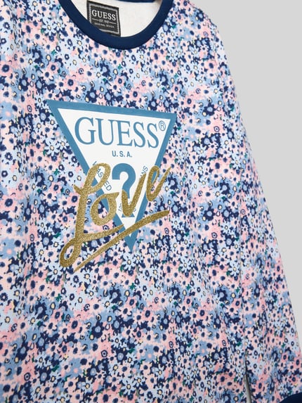 GUESS Bluza z czystej bawełny z nadrukiem z logo model ‘Active’ Granatowy 2
