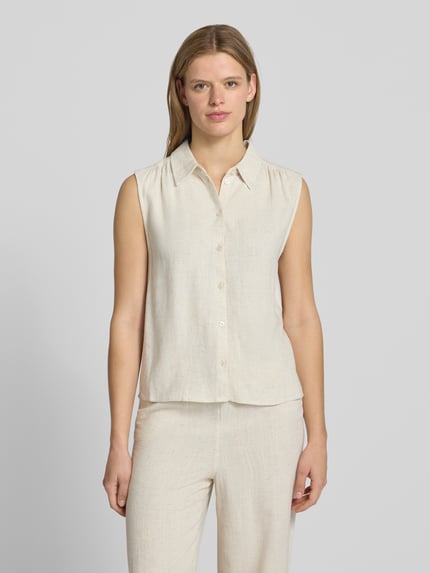 ONLY regular fit linnen blouse zonder mouwen model 'SIESTA' Zand - 4