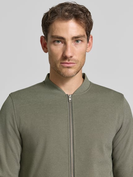 Lindbergh bluza rozpinana o kroju slim fit ze stójką Oliwkowy 3