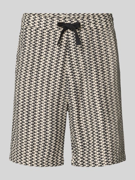Produktfoto, Relaxed Fit Stoffshorts aus Baumwoll-Mix von s.Oliver RED LABEL mit Optik: Allover-Muster, Strukturmuster, Label-Patch, seitliche Eingrifftaschen, Gesäßtasche, elastischer Bundabschluss mit Tunnelzug, Material: reine Baumwolle.