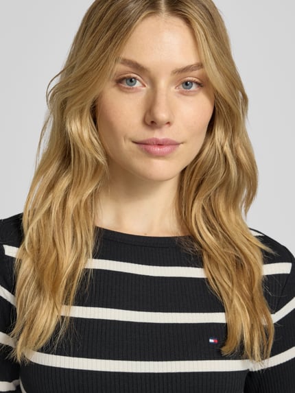 Tommy Hilfiger Bluzka z długim rękawem o kroju slim fit z Mieszanka wiskozy Czarny 3