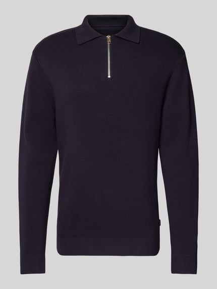 JACK & JONES Premium Sweter z dzianiny z prążkowanymi wykończeniami model ‘MILANO’ Czarny 2