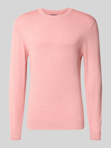 Produktfoto, Strickpullover mit geripptem Rundhalsausschnitt von MCNEAL in Rosa, taillierte Passform, gerippte Abschlüsse, glatte Textur