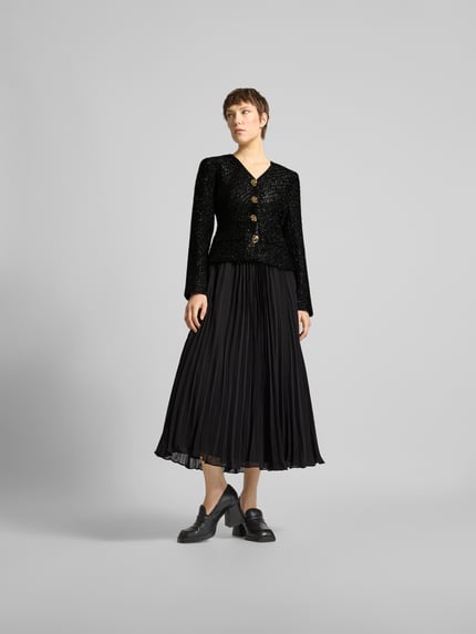 Self-Portrait Midi-jurk met v-hals Zwart - 4
