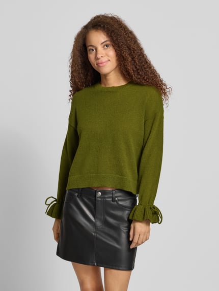 PIECES Sweter z marszczonymi rękawami Oliwkowy 4