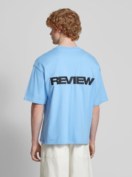 REVIEW Oversized T-Shirt mit Label-Print Hellblau 5