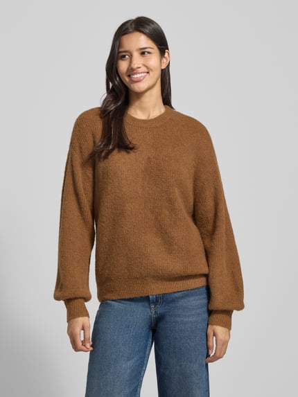 MSCH Copenhagen Relaxed fit gebreide pullover met alpaca-aandeel model 'Gustel Hope' Cognac - 4
