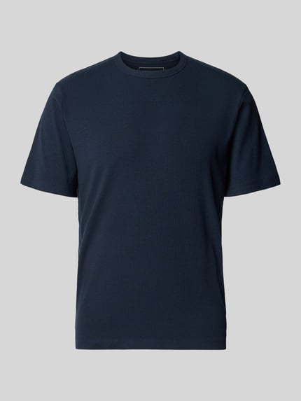 Tom Tailor Denim regular fit t-shirt van mix van katoen en modal Marineblauw - 2