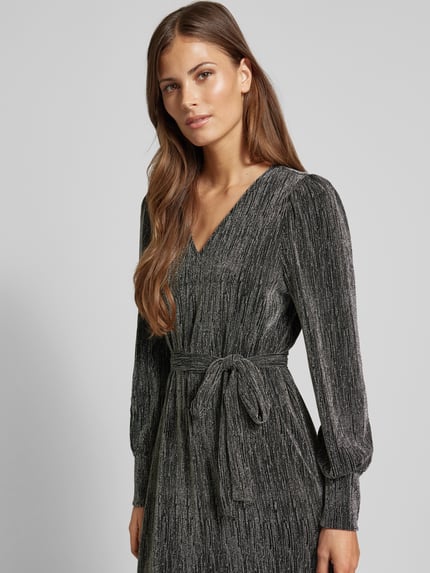 Selected Knielanges Kleid mit V-Ausschnitt Modell 'ANITA AGNETHE' Silber 3