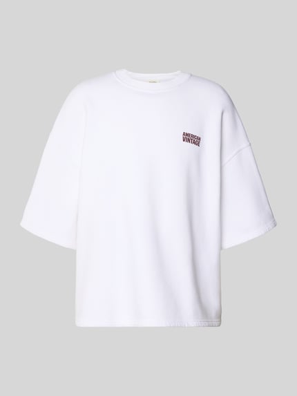 Produktfoto, weißes Herren T-Shirt mit Logo Modell 'PLIZZY' von American Vintage aus Reine Baumwolle im Relaxed-Fit, Rundhalsausschnitt