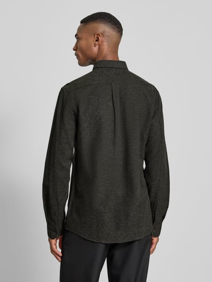 Lindbergh Slim fit vrijetijdsoverhemd met borstzak, model 'Brushed' Olijfgroen - 5