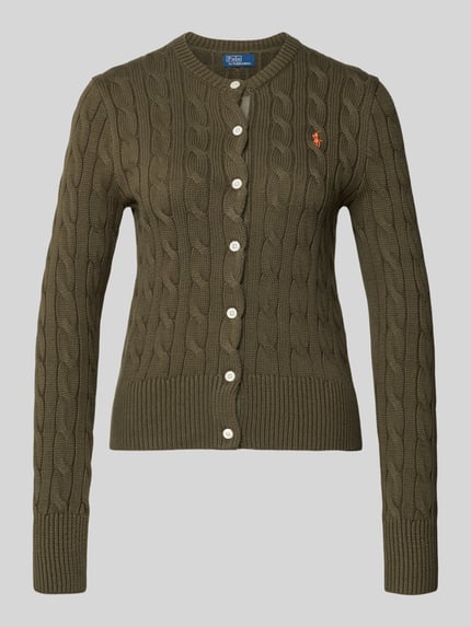 Slim Fit Strickjacke mit Logo-Stitching Shop The Look MANNEQUINE