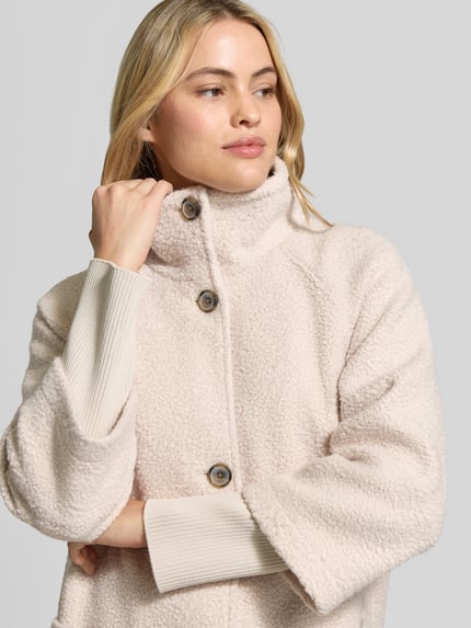 Tom Tailor Regular Fit Teddymantel mit hohem Stehkragen Beige 3