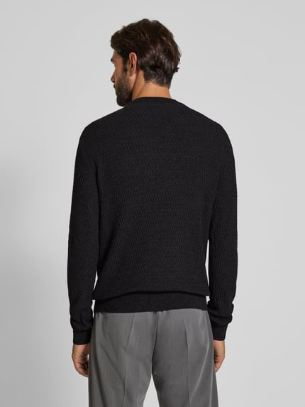 JACK & JONES Premium Sweter z dzianiny z okrągłym dekoltem model ‘REAGAN’ Antracytowy 5