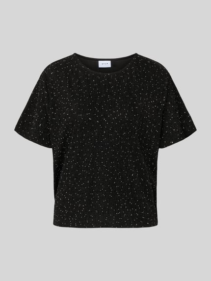 VILA T-shirt krótki z okrągłym dekoltem model ‘SILNA’ Czarny 2