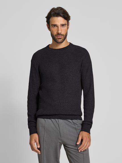 JACK & JONES Premium Sweter z dzianiny z okrągłym dekoltem model ‘REAGAN’ Antracytowy 4