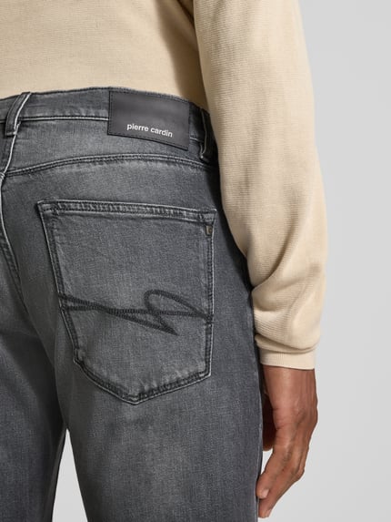 Pierre Cardin Tapered Fit Jeans im Used-Look Modell 'Lyon' Mittelgrau 3