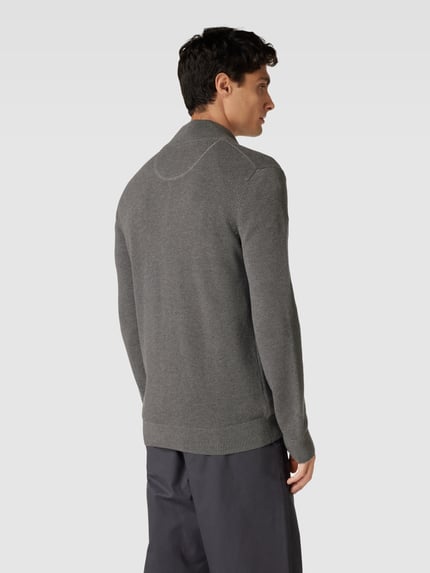 GANT Gebreid jack met labelstitching model 'PIQUE' Antraciet - 5