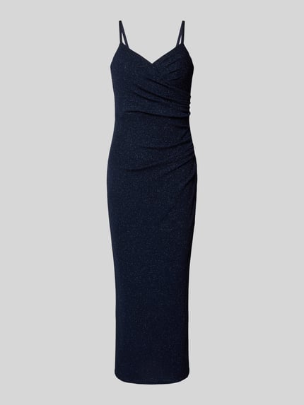 TROYDEN COLLECTION Abendkleid mit V-Ausschnitt und Raffungen Dunkelblau 2