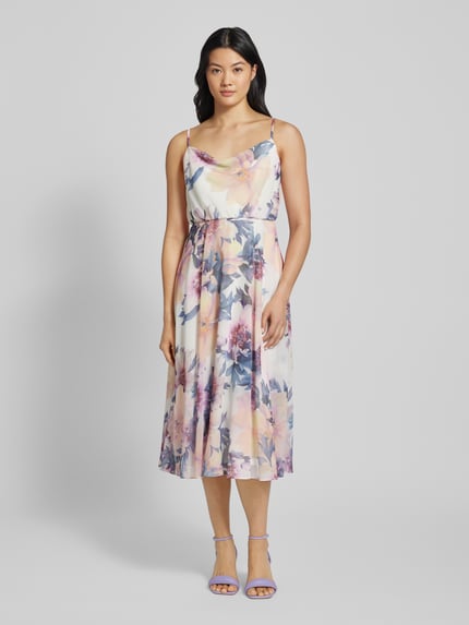 Jake*s Cocktail Knielanges Cocktailkleid mit Wasserfall-Ausschnitt Ecru 4
