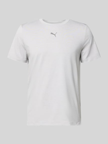 Productfoto, Regular Fit T-Shirt met ronde hals van PUMA PERFORMANCE, katoen-viscosemix, PUMA-logo op de borst, wit, glad oppervlak