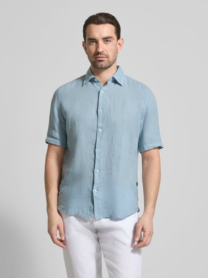BOSS Orange Regular Fit Freizeithemd aus reinem Leinen Modell 'RASH' Hellblau 4