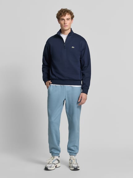 Lacoste Regular Fit Troyer aus Baumwoll-Mix Dunkelblau 1